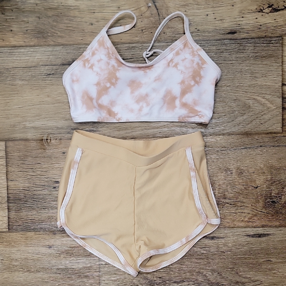 Kids Tie-Dye Sports Bra and Shorts Set
